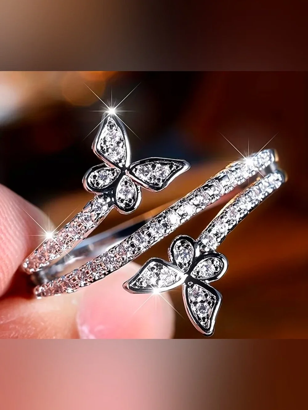 $8 Each Or Bundle 5/$20 Sterling Silver Butterfly Pavé Ring